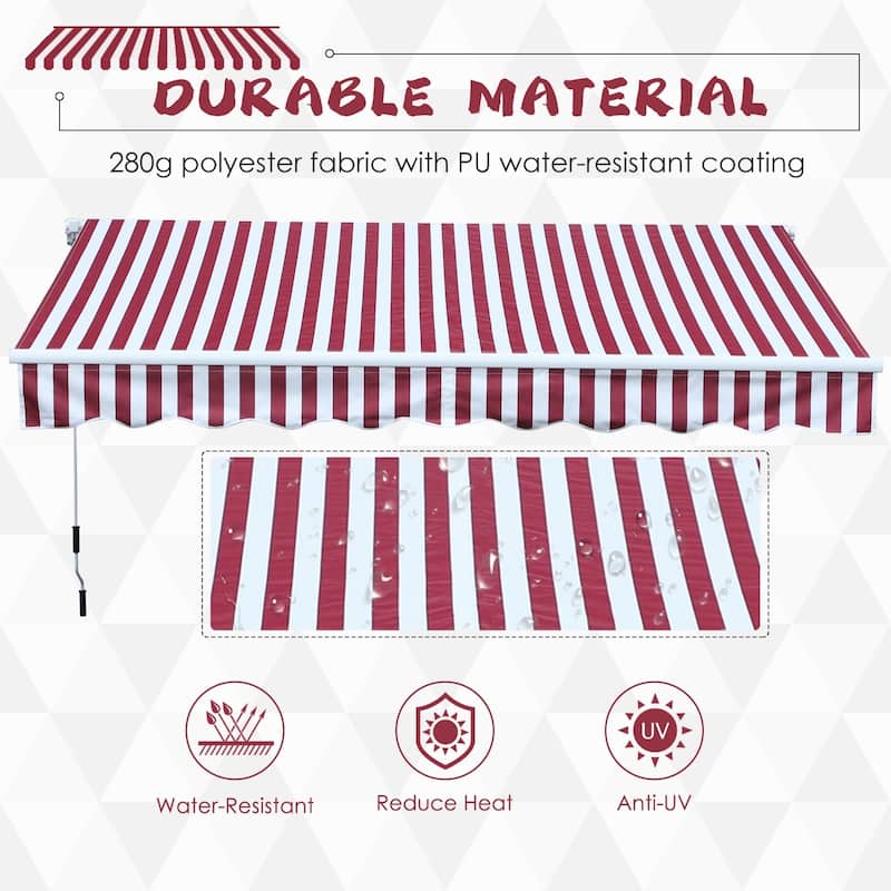 Outsunny 10'x8' Retractable Sun Shade Patio/Window Awning that Opens Smooth & Quietly, Reducing Heat in Your Home, Red