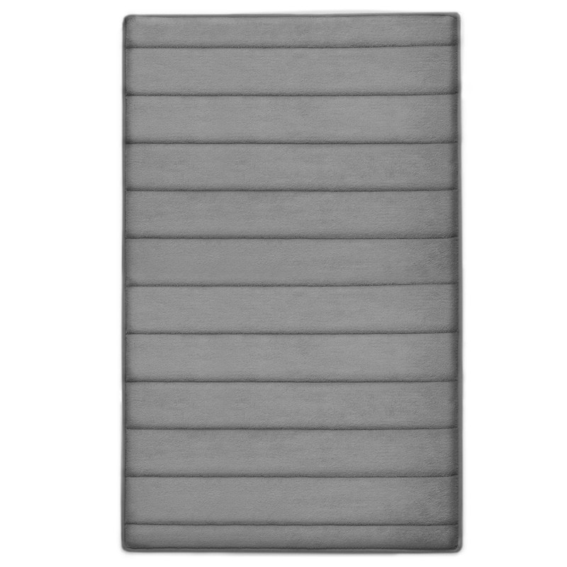 2pc Quick Drying Memory Foam Framed Bath Mat with GripTex Skid-Resistant  Base Light Gray - Microdry