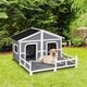 Pawhut Wooden Large Dog House, Perfect For The Porch Or Deck And 