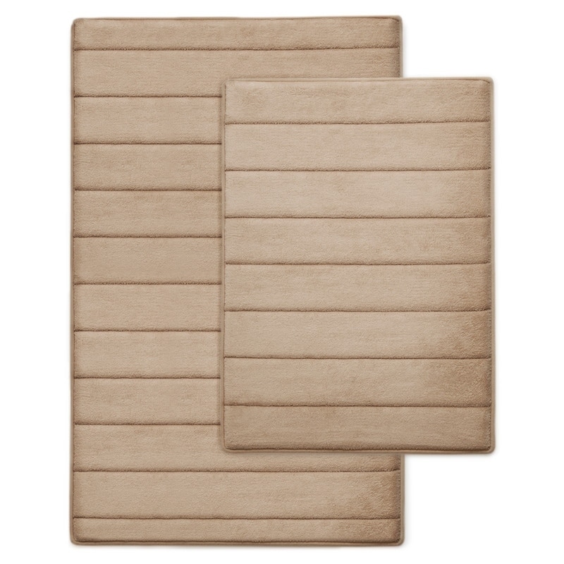 BEIGE 3-Piece Rock Memory Foam Bathroom Mat Set – SuzieAndersonHousewares