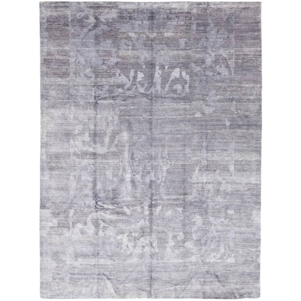 Modern, One-of-a-Kind Hand-Knotted Area Rug - Gray, 9' 2" x 12' 0" - 9 x 12