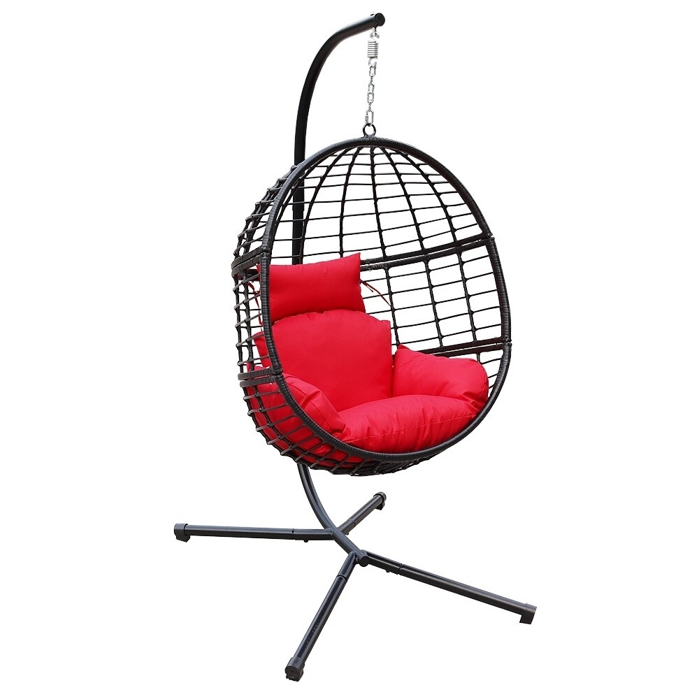 Shop Maypex Outdoor Wicker Basket Swing Chair With Stand And