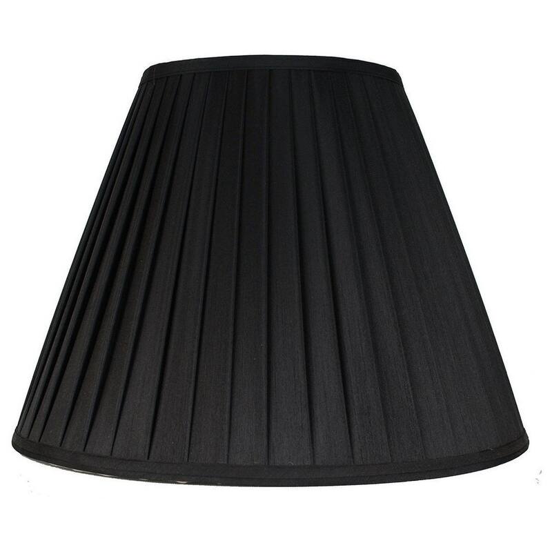 Empire Side Pleat Lamp Shade, 8" Top, 16" Bottom, 11" Slant - Black