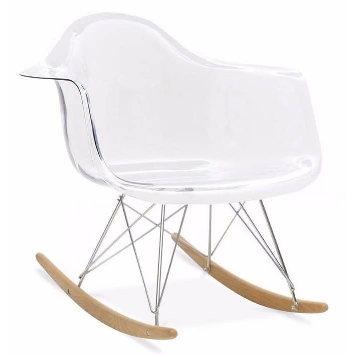 Crystal Clear Plastic Rocker Rocking Molded Shell With Arms Armchair - N/A