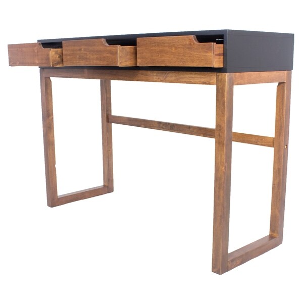 Mid Century Modern Three Drawer Wood Console Table - Overstock - 30793596