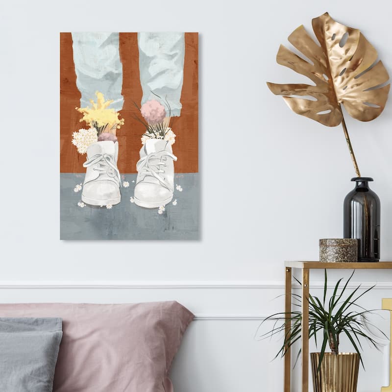 Wynwood Studio 'Her Favorite Kicks' Fashion and Glam Wall Art Canvas Print Shoes - Blue, Yellow - 16 x 24