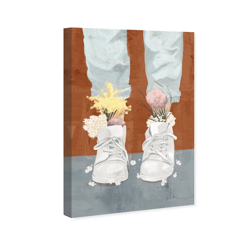 Wynwood Studio 'Her Favorite Kicks' Fashion and Glam Wall Art Canvas Print Shoes - Blue, Yellow