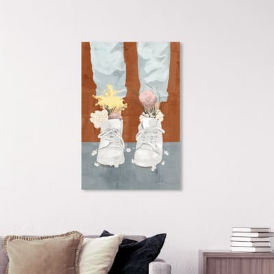 Wynwood Studio 'Her Favorite Kicks' Fashion and Glam Wall Art Canvas Print Shoes - Blue, Yellow