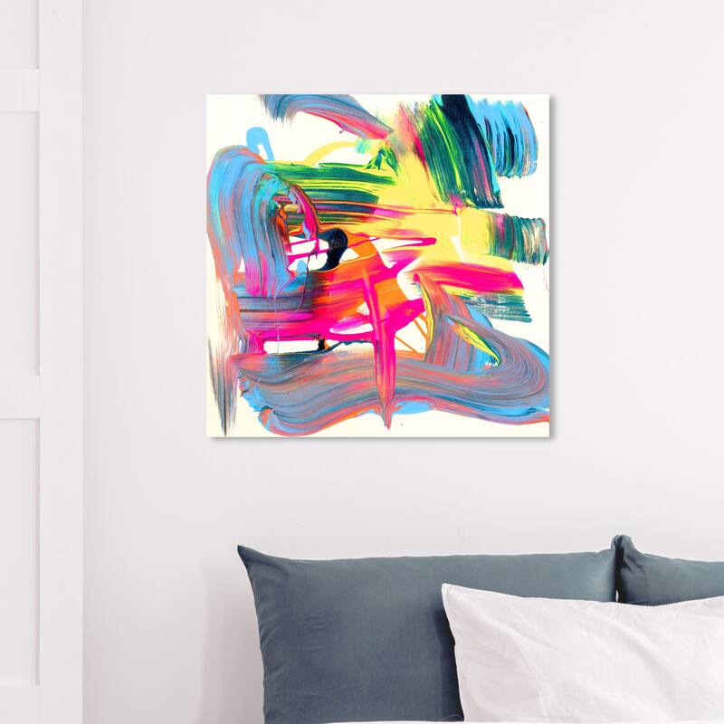 Wynwood Studio 'Caim to Fame' Abstract Wall Art Canvas Print Paint - White, Yellow - 30 x 30