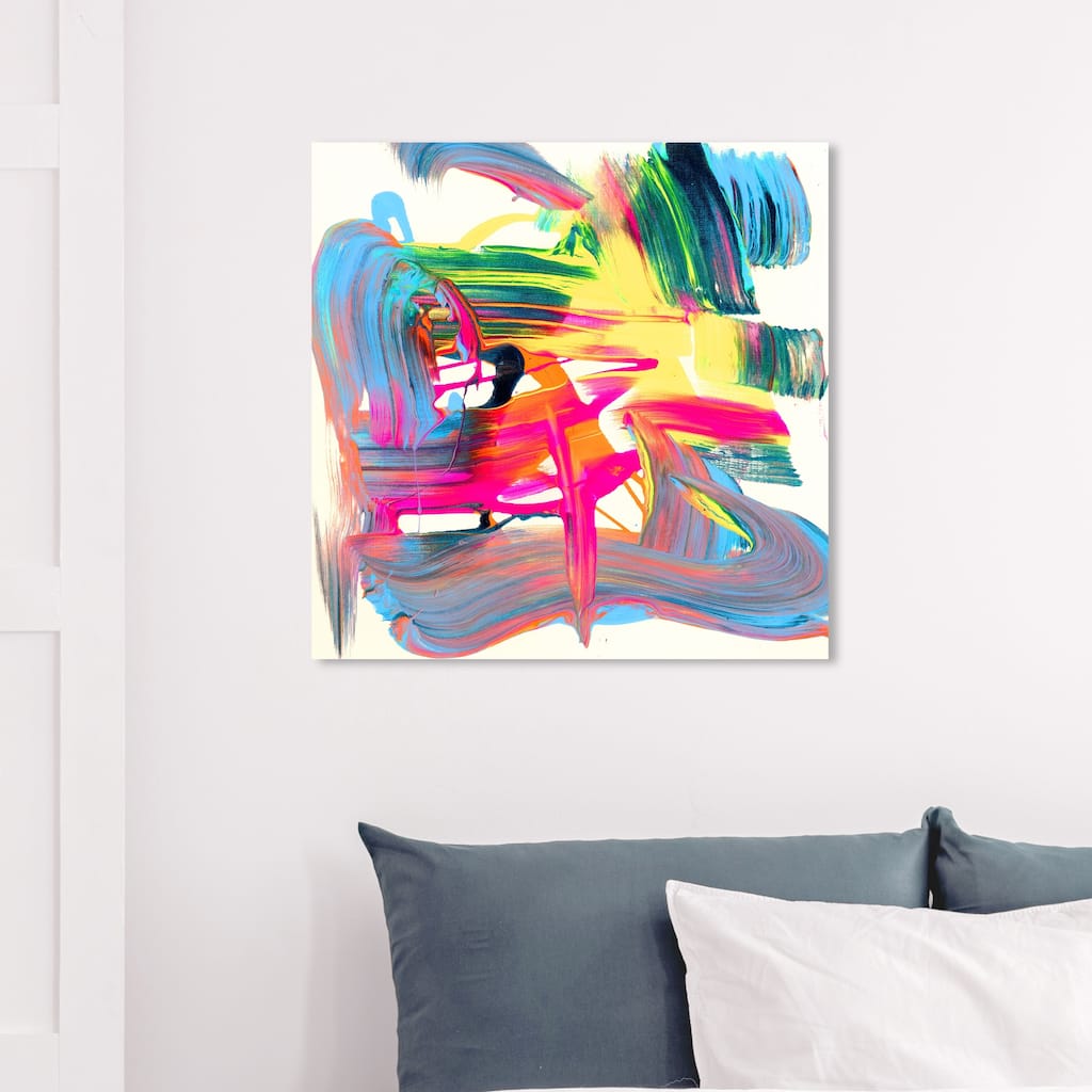 Wynwood Studio 'Caim to Fame' Abstract Wall Art Canvas Print Paint - White, Yellow