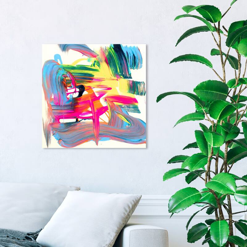 Wynwood Studio 'Caim to Fame' Abstract Wall Art Canvas Print Paint - White, Yellow - 20 x 20
