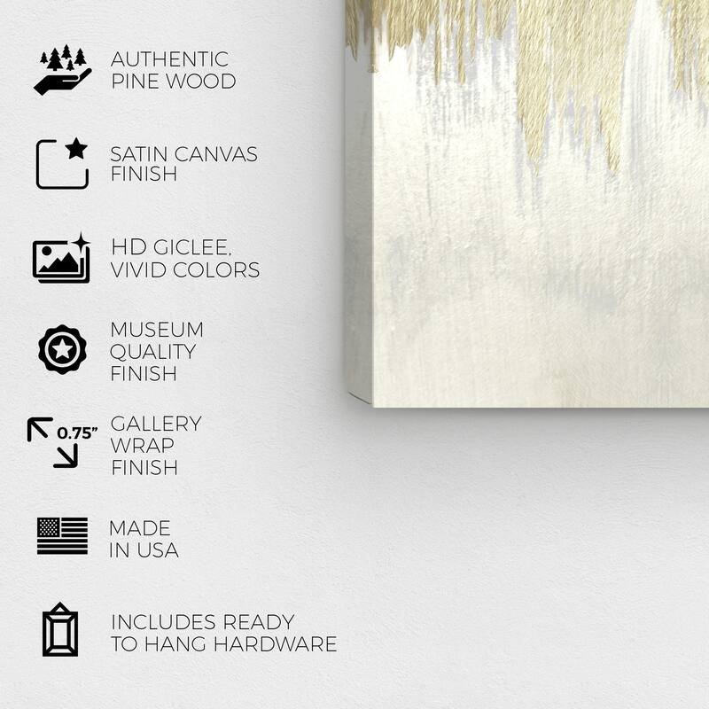 Wynwood Studio 'Golden White Starry Night' Abstract Wall Art Canvas Print Paint - Gold, White