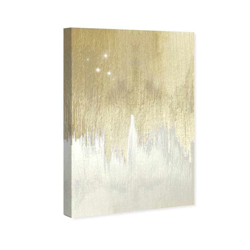 Wynwood Studio 'Golden White Starry Night' Abstract Wall Art Canvas Print Paint - Gold, White