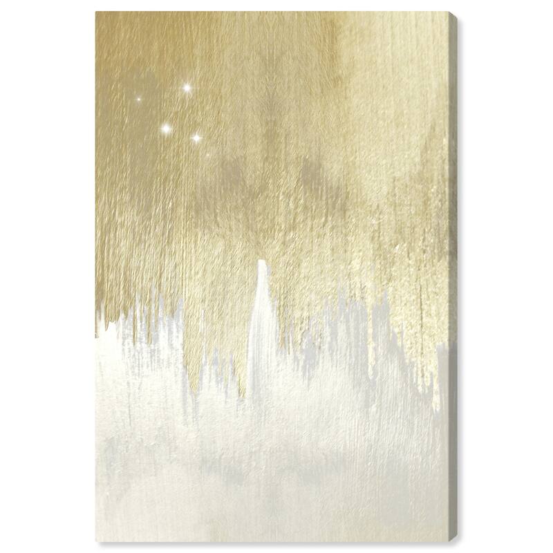 Wynwood Studio 'Golden White Starry Night' Abstract Wall Art Canvas Print Paint - Gold, White
