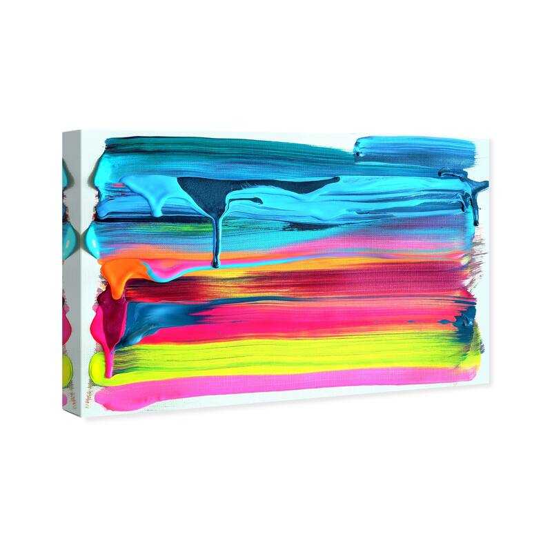 Wynwood Studio 'So Glazed in Neon' Abstract Wall Art Canvas Print Paint - Blue, Pink
