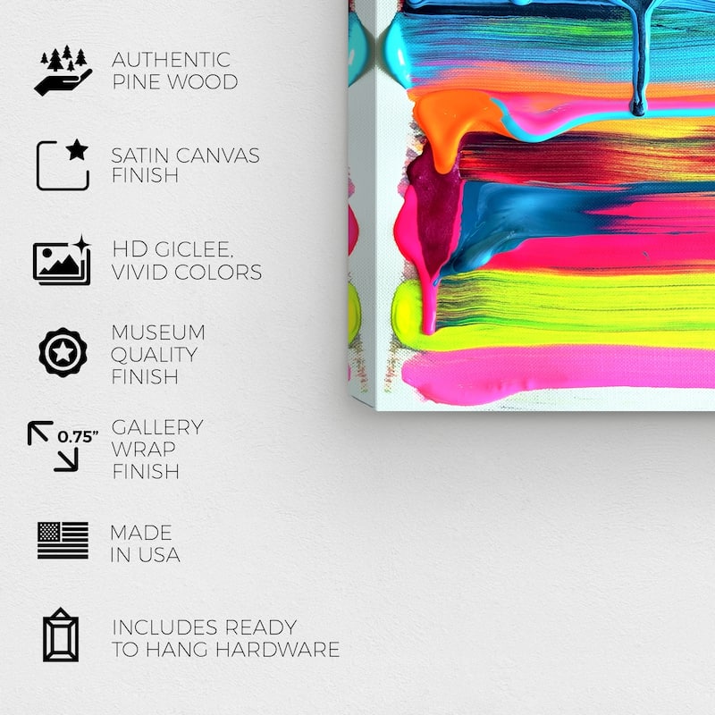 Wynwood Studio 'So Glazed in Neon' Abstract Wall Art Canvas Print Paint - Blue, Pink