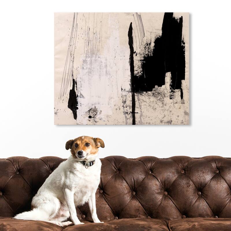 Wynwood Studio 'Cascading Shade' Abstract Wall Art Canvas Print Paint - Black, White - 24 x 20