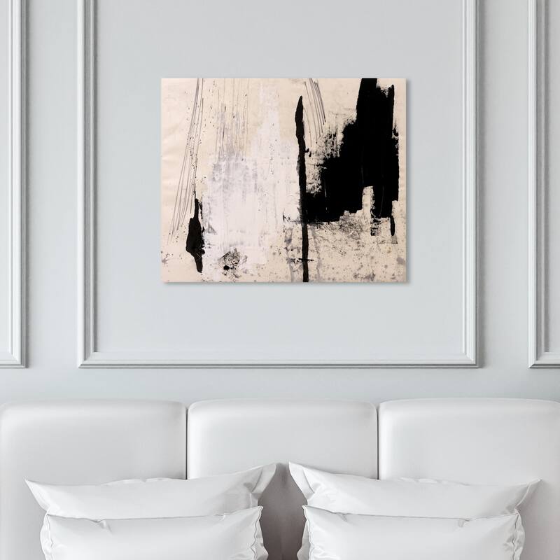Wynwood Studio 'Cascading Shade' Abstract Wall Art Canvas Print Paint - Black, White - 20 x 16