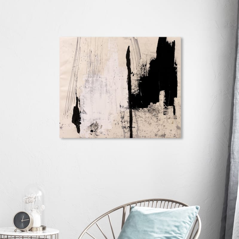 Wynwood Studio 'Cascading Shade' Abstract Wall Art Canvas Print Paint - Black, White - 36 x 30