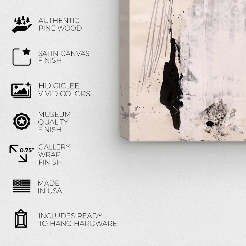 Wynwood Studio 'Cascading Shade' Abstract Wall Art Canvas Print Paint - Black, White