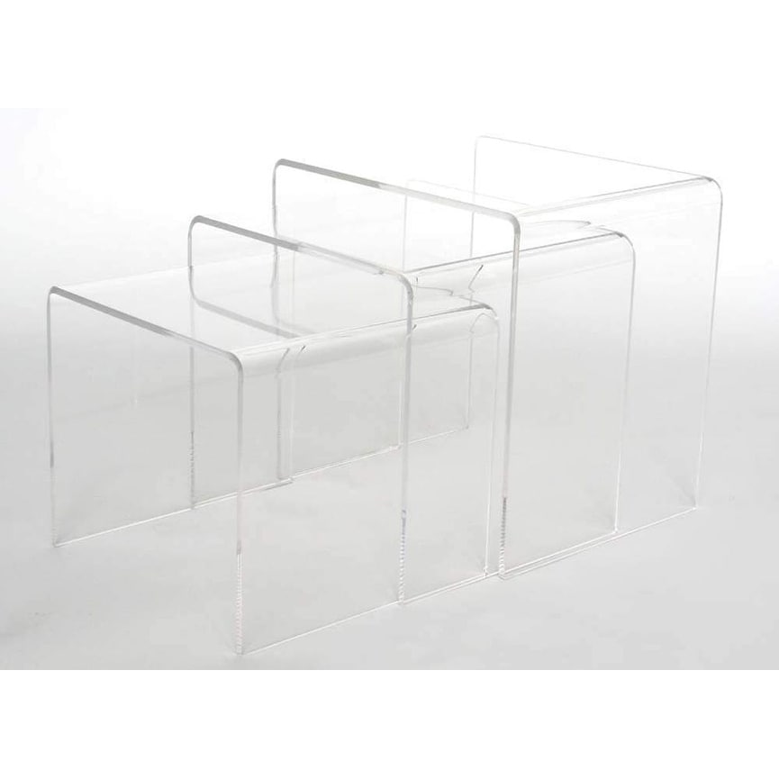 Overstock Bentley Acrylic Nesting Tables Set (Yes - Modern and Contemporary/Mid-Century Modern - Natural Finish - Accent Tables - Rectangle - Clear - Nesting -