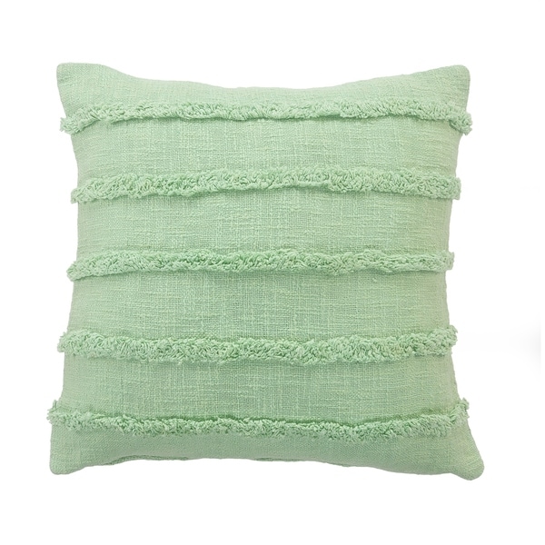 Pastel Green Overtufted Solid Throw Pillow