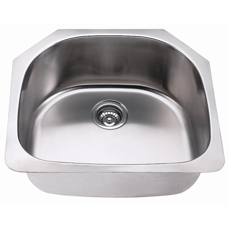 Premium Undermount 18 Gauge Stainless Steel 23.5" Single Bowl Kitchen Sink with Grid and strainer