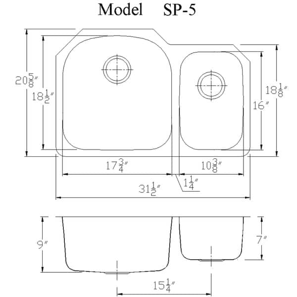 Premium Undermount 16 Gauge Stainless Steel 31 5 65 35 Double Bowl Kitchen Sink With Grid And Strainer Overstock