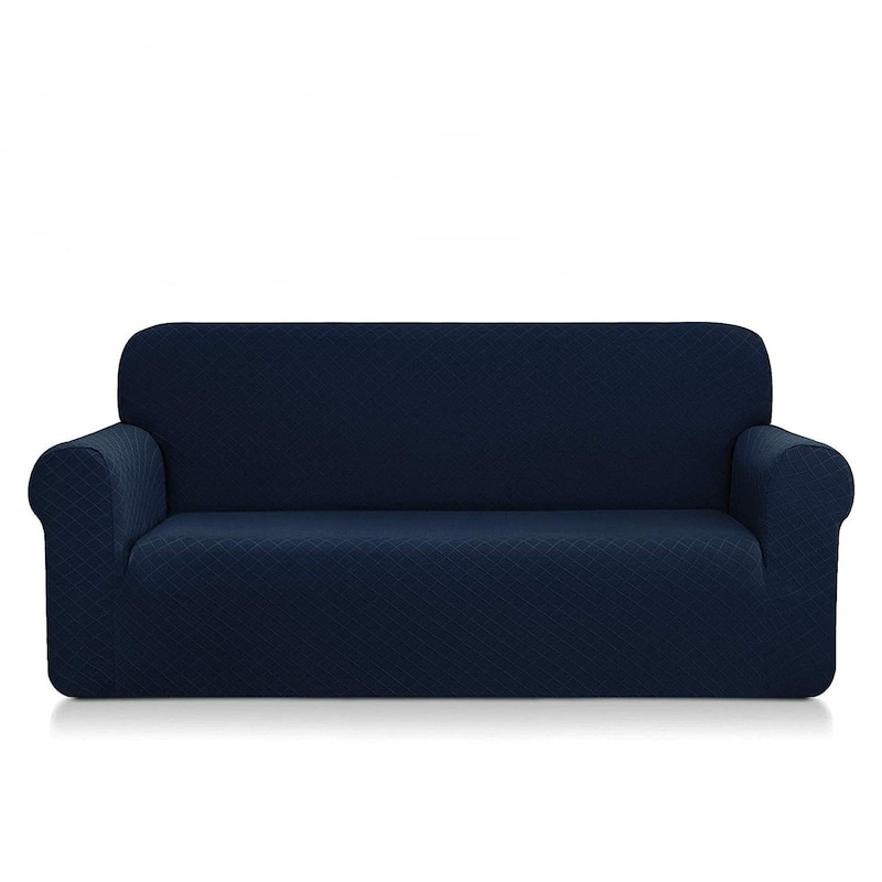 Enova Home Ultra Soft Rhombus Jacquard Polyester Spandex Fabric Box Cushion Loveseat Slipcover - N/A