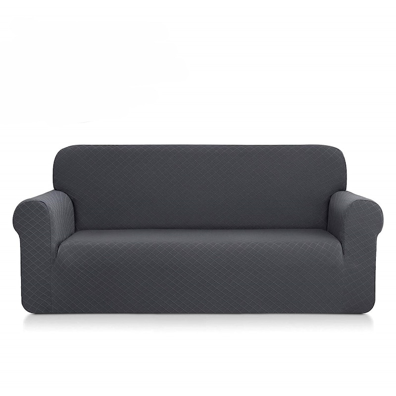 Enova Home Ultra Soft Rhombus Jacquard Polyester Spandex Fabric Box Cushion Loveseat Slipcover - N/A