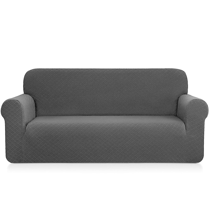 Enova Home Ultra Soft Rhombus Jacquard Polyester Spandex Fabric Box Cushion Loveseat Slipcover - N/A