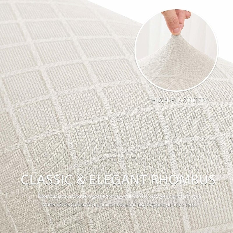 Enova Home Ultra Soft Rhombus Jacquard Polyester Spandex Fabric Box Cushion Loveseat Slipcover - N/A