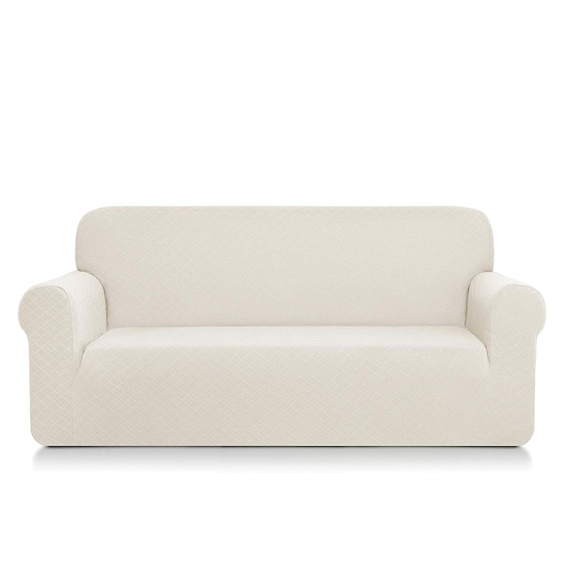 Enova Home Ultra Soft Rhombus Jacquard Polyester Spandex Fabric Box Cushion Loveseat Slipcover - N/A