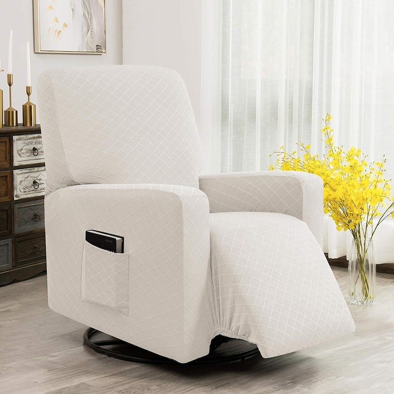 Enova Home Ultra Soft Rhombus Stretch Fabric Recliner Slipcover with Elastic Bottom Side Pocket - N/A