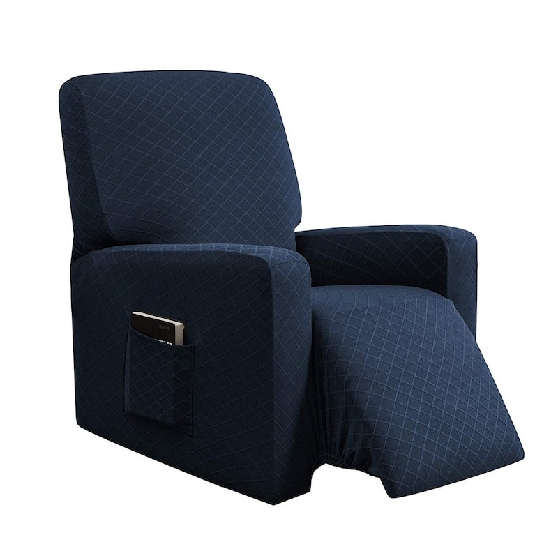 Enova Home Ultra Soft Rhombus Stretch Fabric Recliner Slipcover with Elastic Bottom Side Pocket - N/A
