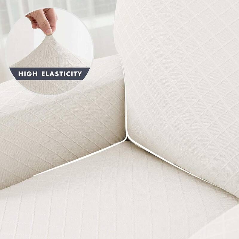 Enova Home Ultra Soft Rhombus Stretch Fabric Recliner Slipcover with Elastic Bottom Side Pocket - N/A