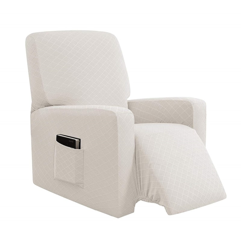 Enova Home Ultra Soft Rhombus Stretch Fabric Recliner Slipcover with Elastic Bottom Side Pocket - N/A
