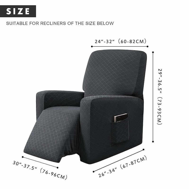 Enova Home Ultra Soft Rhombus Stretch Fabric Recliner Slipcover with Elastic Bottom Side Pocket - N/A