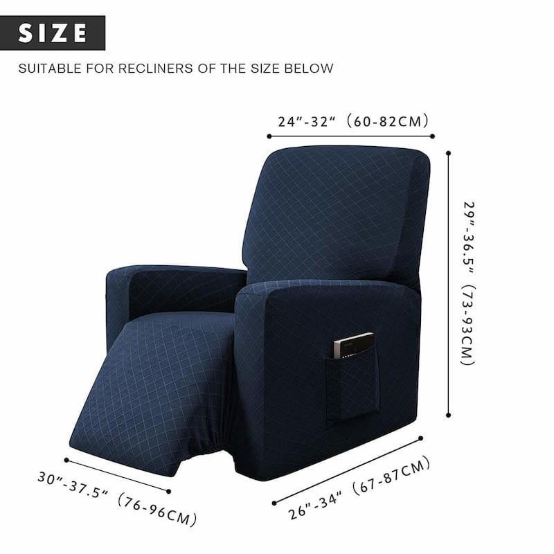 Enova Home Ultra Soft Rhombus Stretch Fabric Recliner Slipcover with Elastic Bottom Side Pocket - N/A