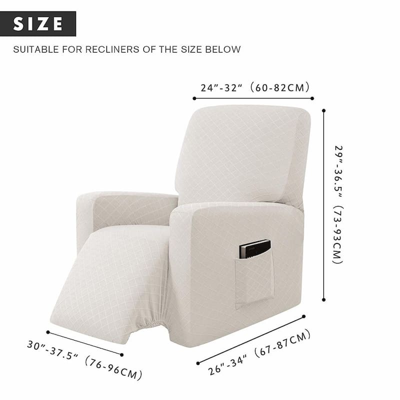 Enova Home Ultra Soft Rhombus Stretch Fabric Recliner Slipcover with Elastic Bottom Side Pocket - N/A