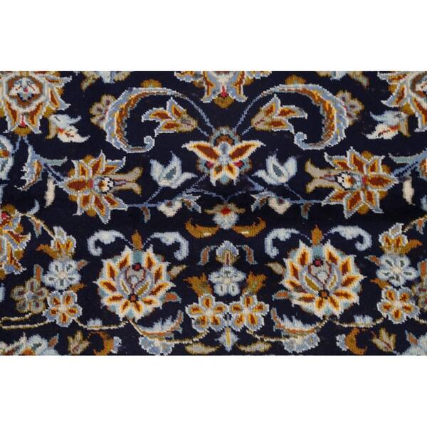 Shop Vintage Floral Kashan Persian Navy Blue Home Decor Area Rug