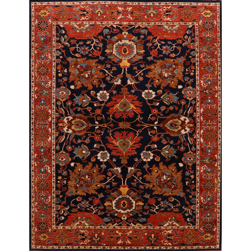 Overstocklarge Floral Sultanabad Ziegler Oriental Area Rug Hand Knotted Carpet 10 4 X 13 8 10 4 X 13 8 Navy Blue Rust Dailymail