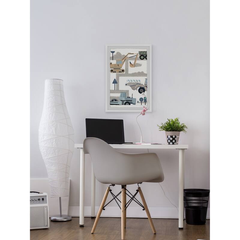 'Wheel Loader and Excavator' Framed Painting Print