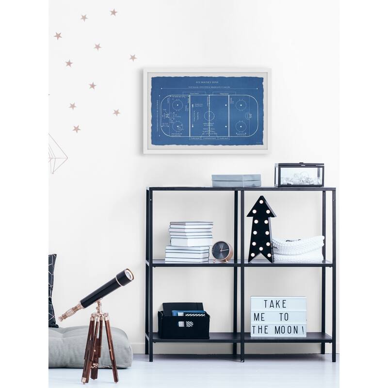 'Ice Hockey Rink Blueprint' Framed Painting Print