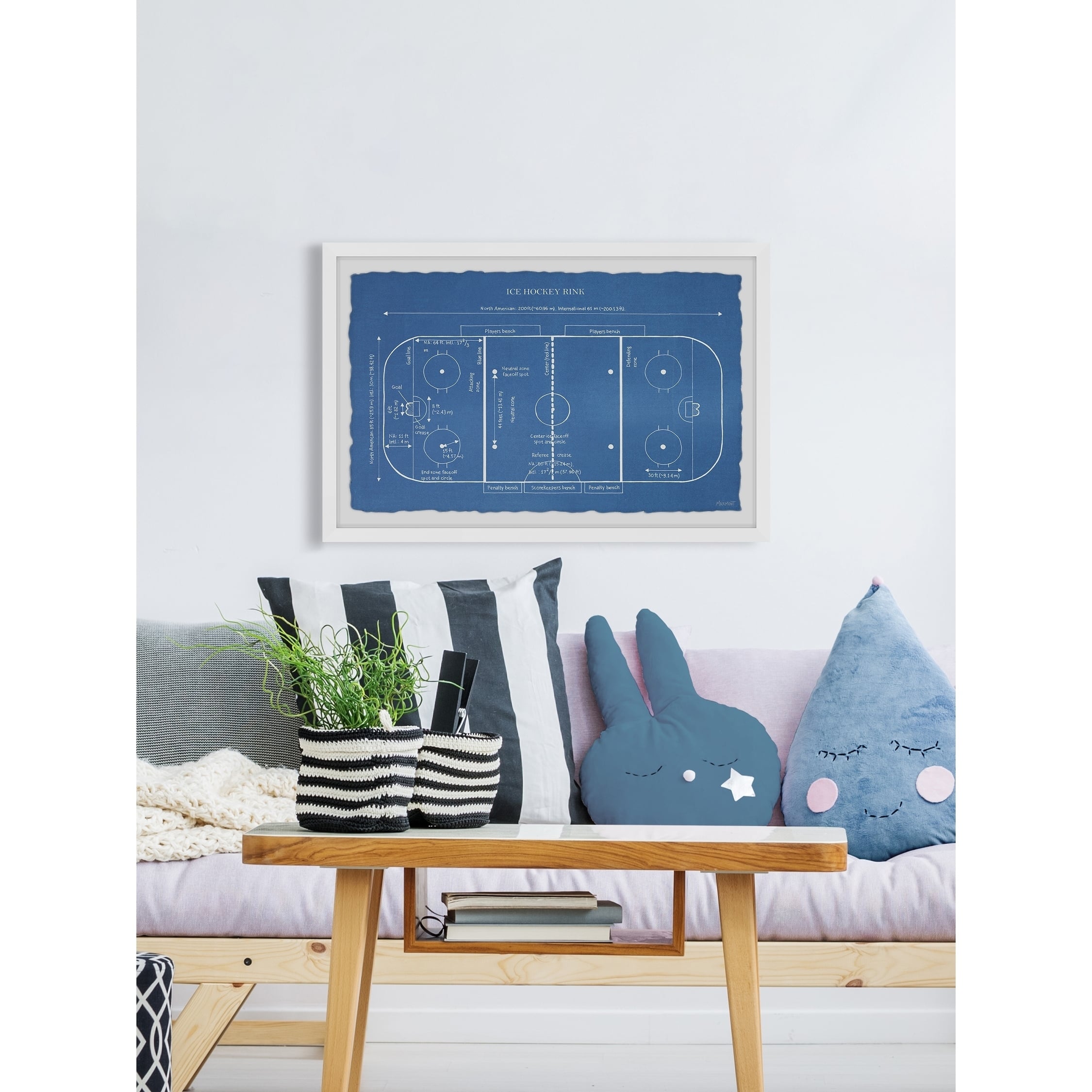 'Ice Hockey Rink Blueprint' Framed Painting Print On Sale Bed Bath