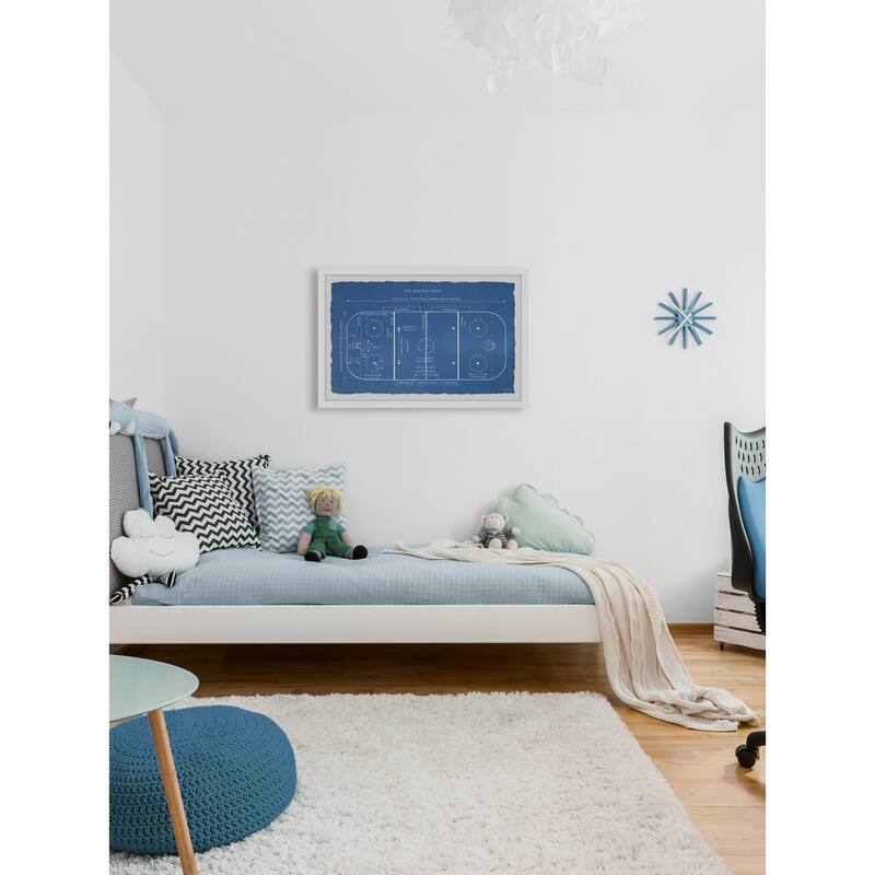 'Ice Hockey Rink Blueprint' Framed Painting Print