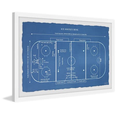 'Ice Hockey Rink Blueprint' Framed Painting Print