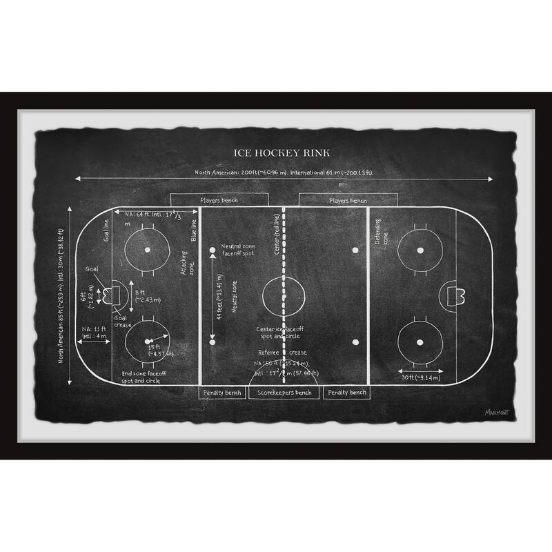 'Ice Hockey Rink Blueprint II' Framed Painting Print