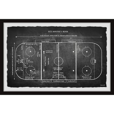 'Ice Hockey Rink Blueprint II' Framed Painting Print