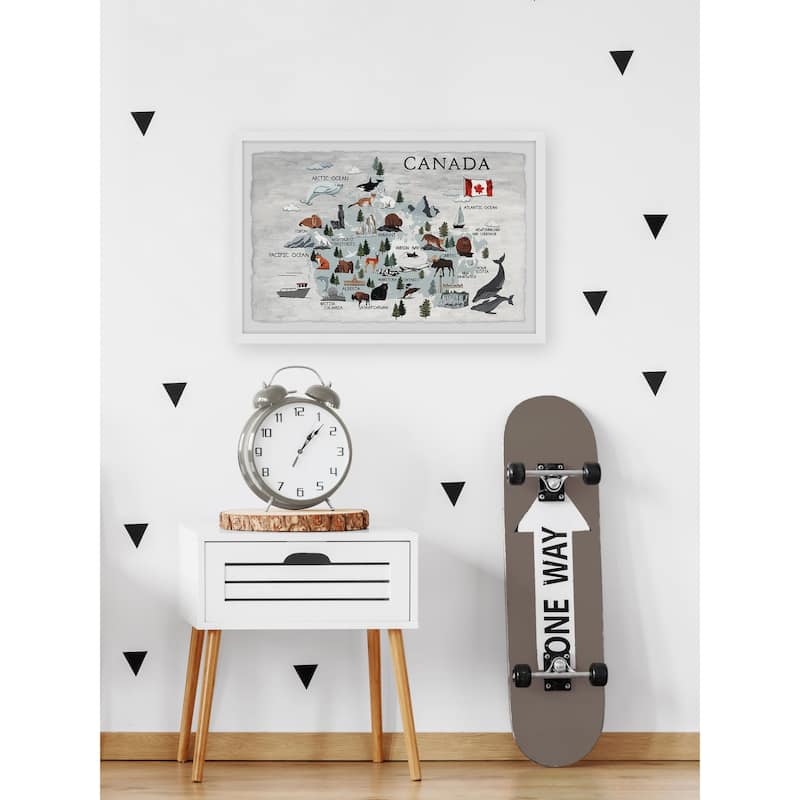 'Wild Canada Map' Framed Painting Print